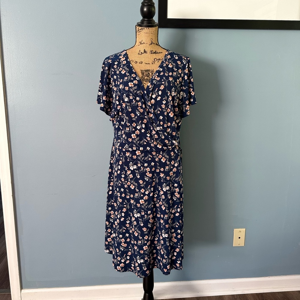 Kaileigh - Kaela Faux Wrap Knit Dress - Navy 2X (NWT)